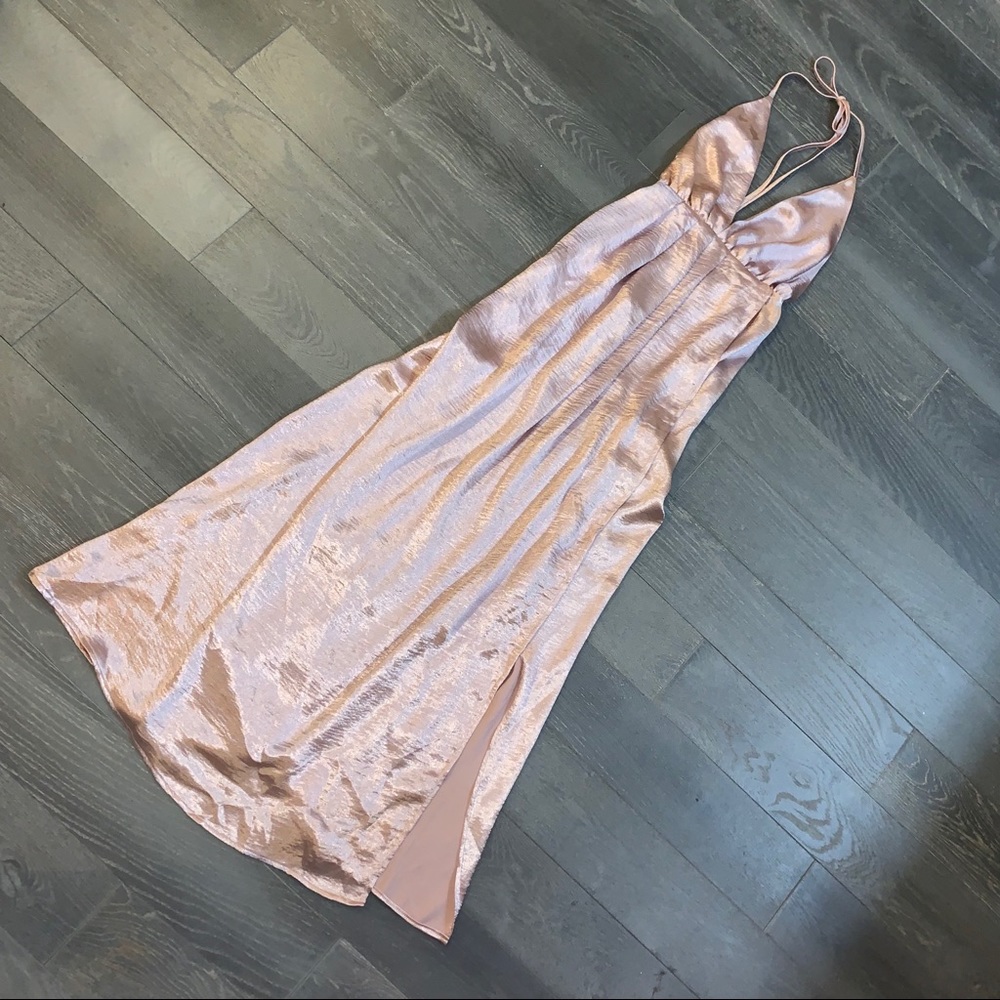 Satin halter maxi dress